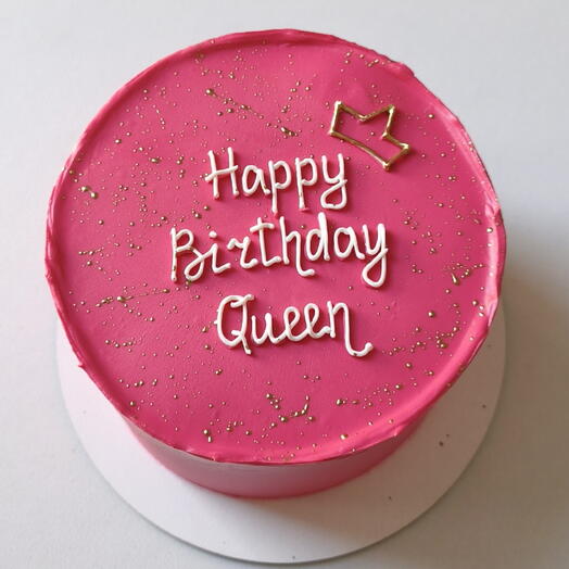 Бенто-торт XL на день рождения «Happy Birthday Queen» фуксия с золотом.
Бенто торт девушке