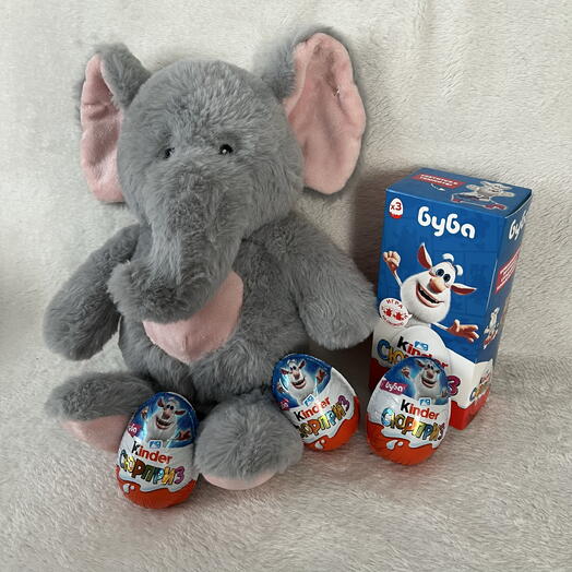 Подарочный набор мягкая игрушка и киндер на день рождения