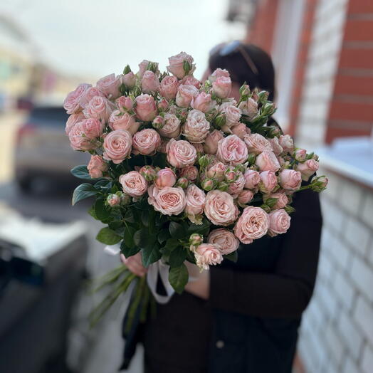 13 кустовых роз бомбастик под ленту