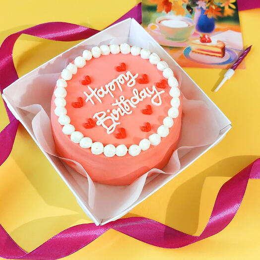 Розовый бенто-торт «Happy Birthday» 🎂💕 на день рождения для девушки, любимой, мамы, подруги
