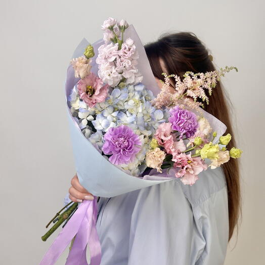 Нежный букет, гортензия, маттиола, астильба, mBouquet 27