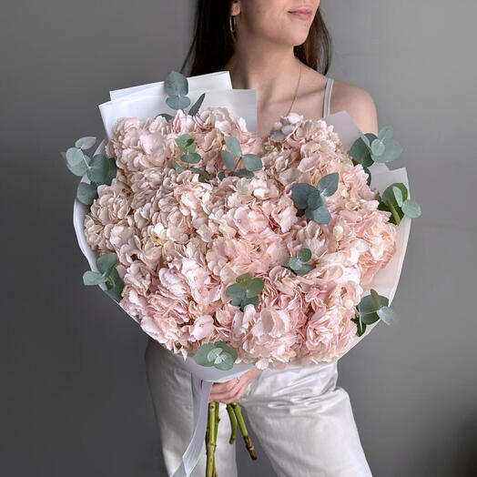 Мелисса🌸 букет 19 (гортензия 9шт., эвкалипт)