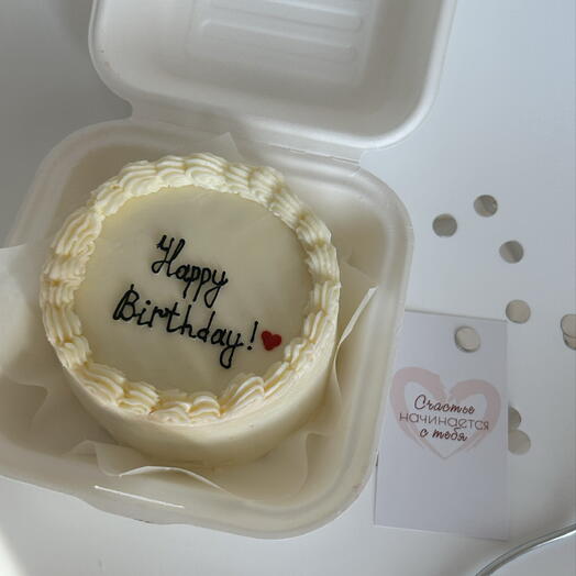 Бенто торт в стиле Ламбет с рюшами, Happy birthday!️, на день рождения сестре, маме, дочке, девушке, парню, жене, бабушке