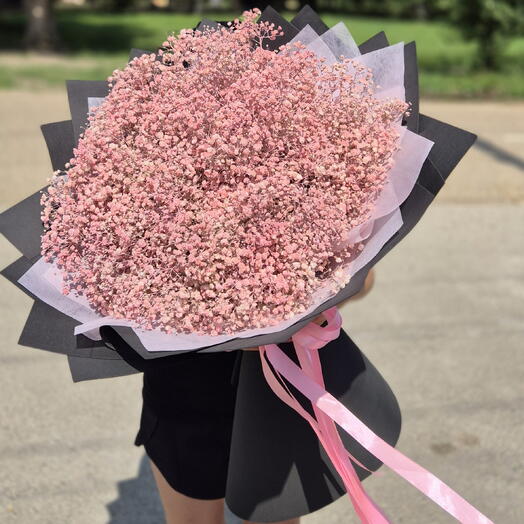 Букет гигант из гипсофил в чёрной упаковке 💝