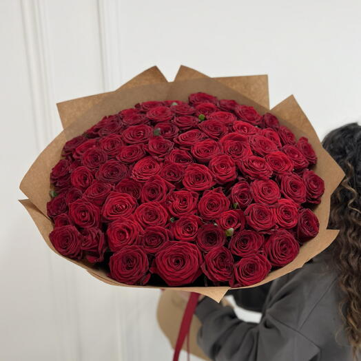 Роза Red Naomi 60см, крафт, 75шт
