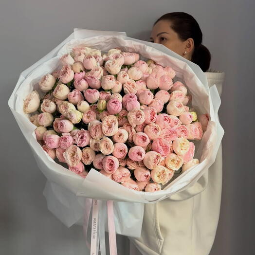 Букет из 51 Кустовой Пионовидной Розы Mansfield Park Premium
