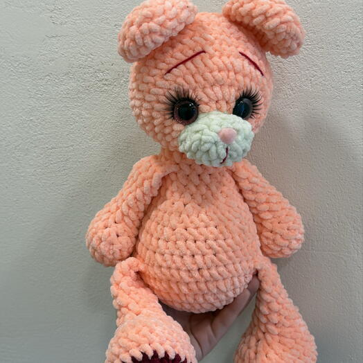 Вязаная игрушка розовая мишка ручной работы 🧸