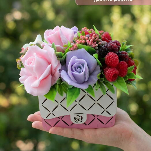 Букет из мыла Розы и малина