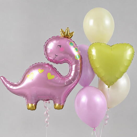 Набор воздушных шаров «Принцесса-динозаврик» 🦕👑💗