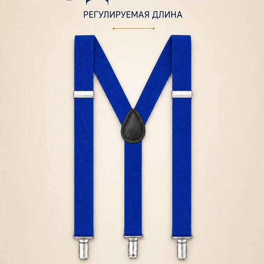 Подтяжки мужские синие классические для брюк и костюма, аксессуар для повседневного образа