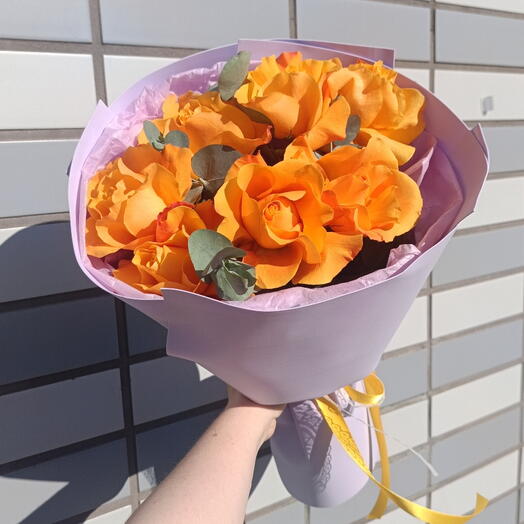 Французская роза и эвкалипт 💚Букет из оранжевых роз 😍Розы