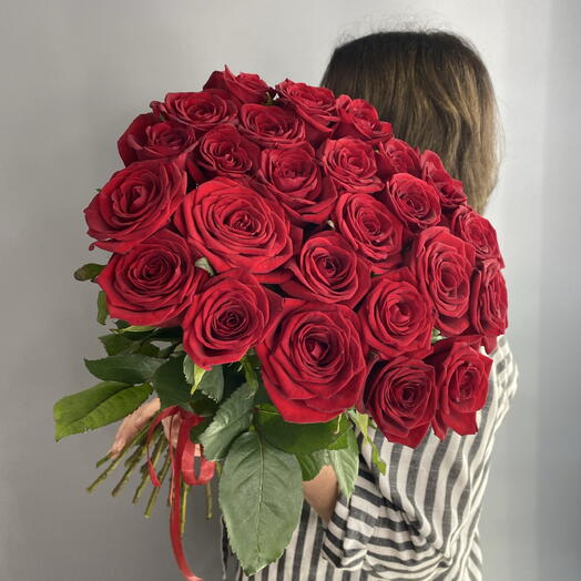 Монобукет бордовый ♥️♥️♥️ роза сорт Ред Наоми ♥️ 25 шт