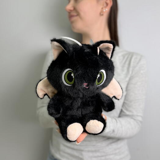 Черный котик с крылышками