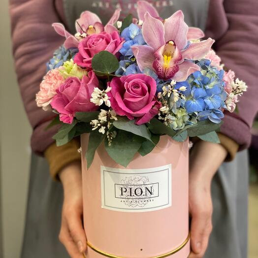 Flower box with cymbidium