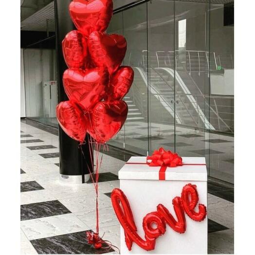 Коробка сюрприз белая с надписью LOVE 10шт