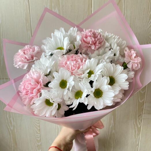 Ramo "perla" crisantemo arbusto y Dianthus