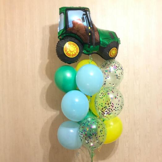 Balloons with a green tractor 12 pcs
