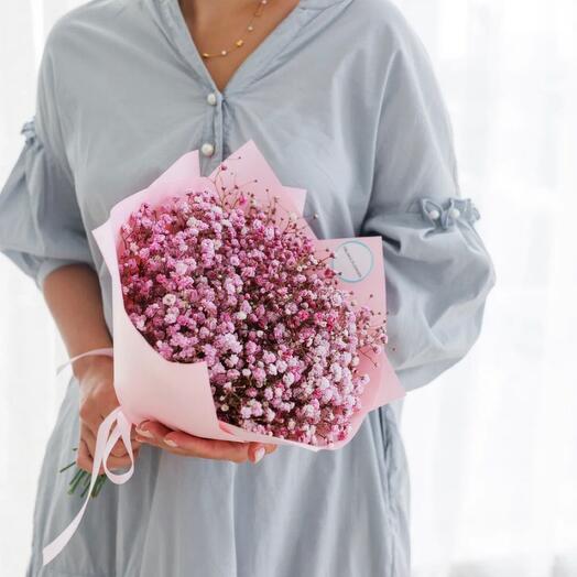 Pink bouquet of gypsophila