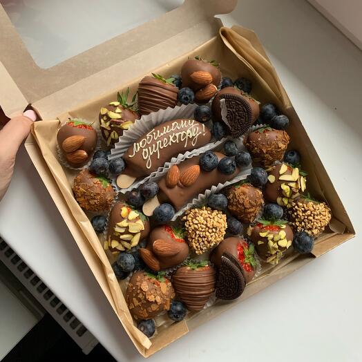 Juego de fresas en chocolate para hombre