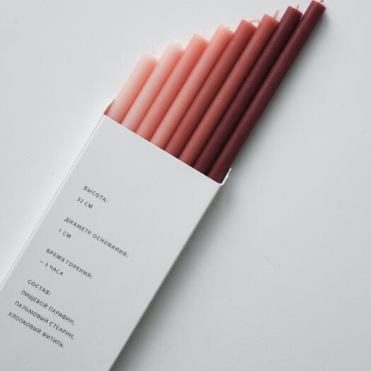Thin candles AROMATEPLO mix 4 pink in a set of 8 pcs