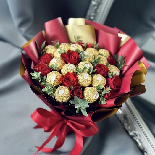 Сладкий букет из конфет