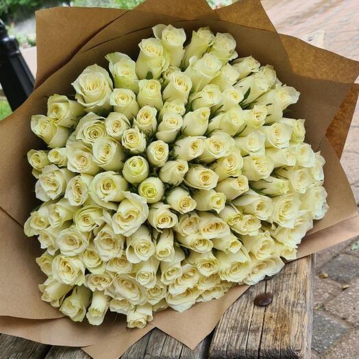 Bouquet of 101 snow-white roses