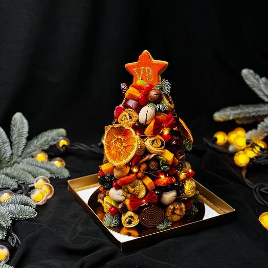 Christmas tree made of dried fruits and nuts L