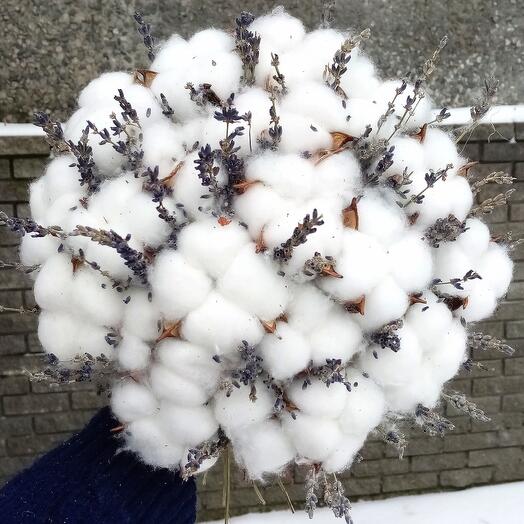 Букет из хлопка и лаванды арома
