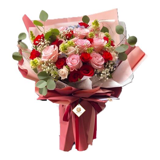 Shuggy Roses  Pink and Red Roses Bouquet