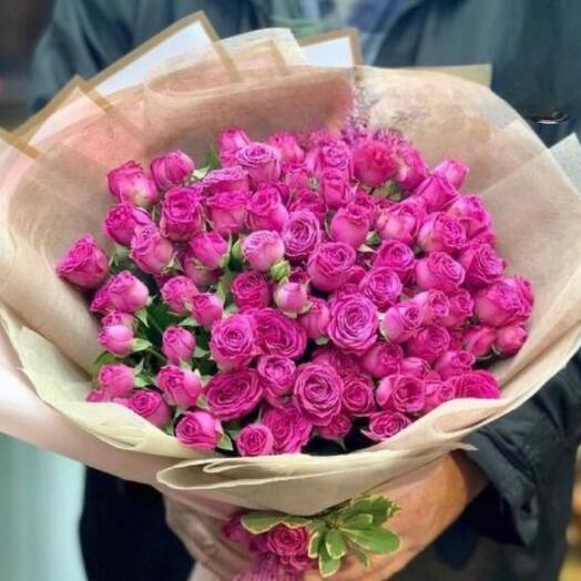 Bouquet of pink baby peony roses