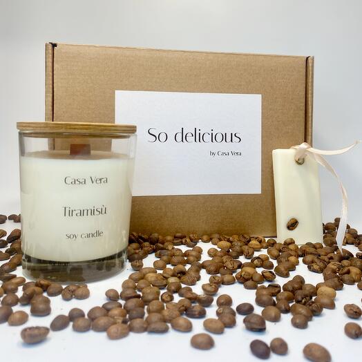 Подарочный набор «Восхитительно вкусно»: свеча «Тирамису», саше «Арабика» // Подарок на 8 марта