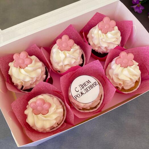 Conjunto de cupcakes de vainilla surtido "Fresa" y "cereza"