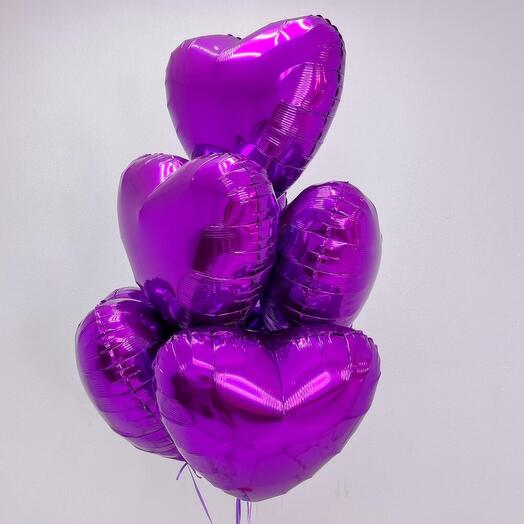 Шары сердце фольгированные 5шт