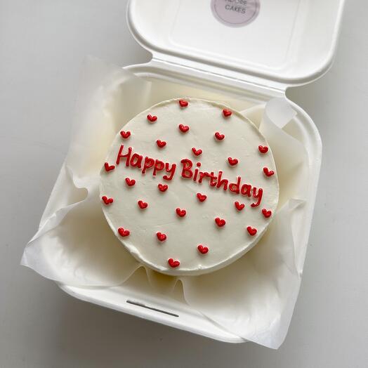 Бенто-торт Happy birthday с сердечками