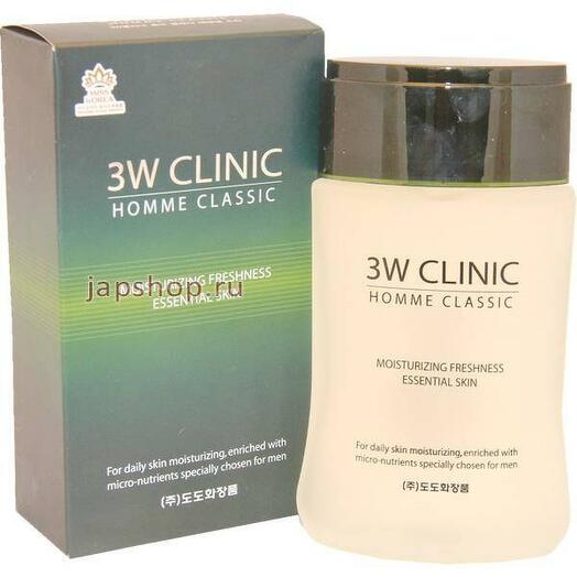 3W Clinic Homme Тонер для мужской кожи лица увлажняющий Homme Classic Moisturizing Freshness Essential Skin - 150 мл