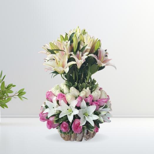 White And Pink Garden Flower Bouquet