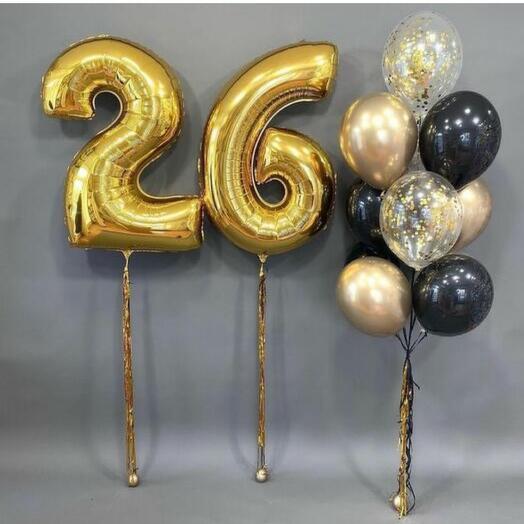 Композиция из шаров Золотые цифры