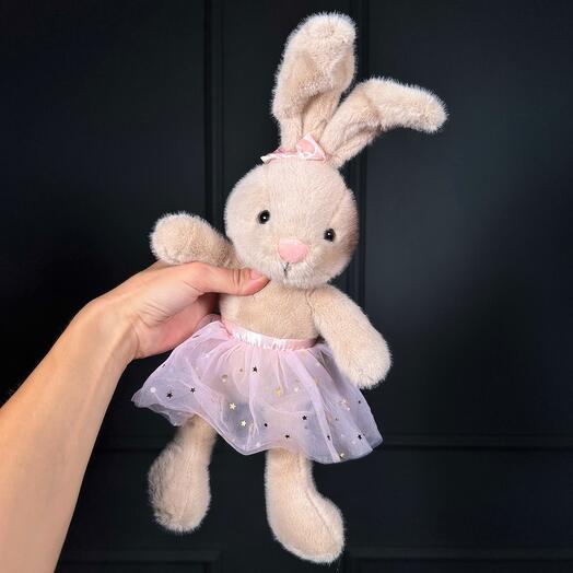 Игрушка мягкая Зайка в юбочке коричневая