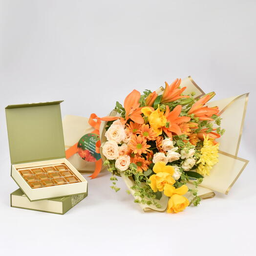 Birthday Flower Bouquet and Chocolates Box