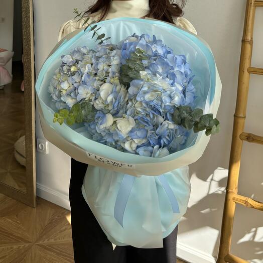 Hydrangea with eucalyptus