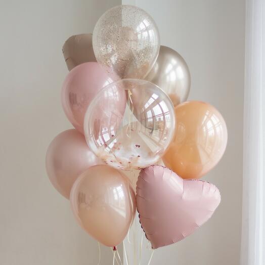 Связка воздушных шаров с грузиком «Caramel» | 10 шаров, 1 грузик