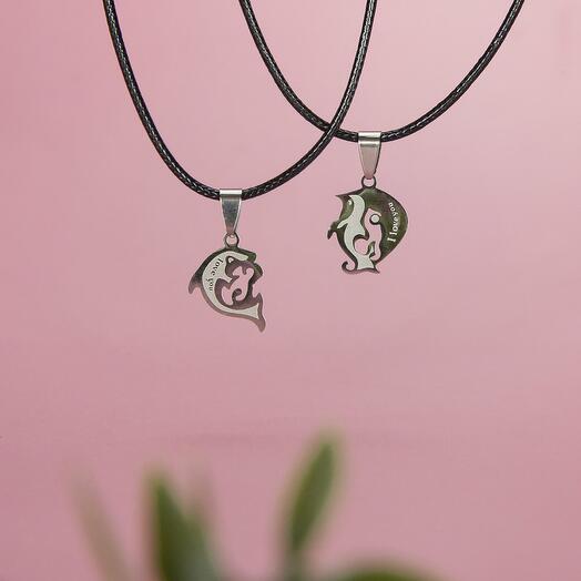 DC253 Парные кулоны влюбленные дельфины