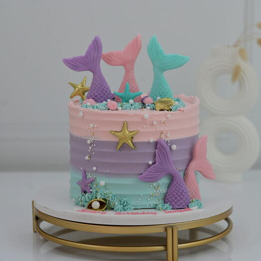 Mermaid-Themed Birthday Cake for Baby Girls