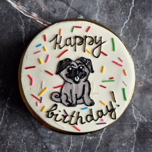 Бенто торт XL с мопсом "Happy Birthday"
