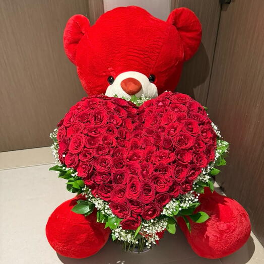 3D Heart Bouquet with teddy