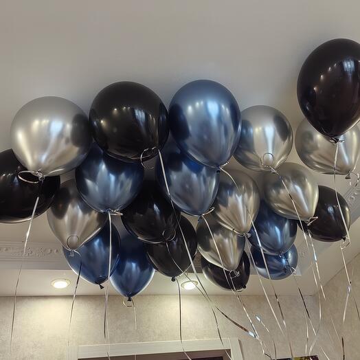 Гелиевые шары под потолок 21. Хром и чёрный