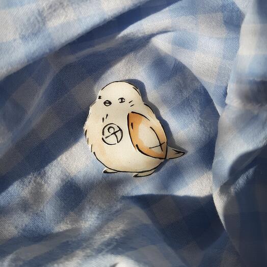 Handmade brooch Sparrow Introvert