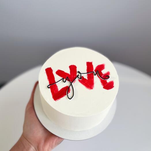 Мини торт с надписью Love you