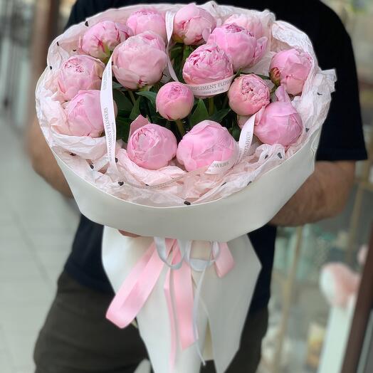 Пионы розовые 15 штук