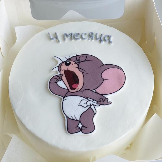 Бенто торт 500 грамм с мышкой Таффи (Том и Джерри) с вашей надписью (детский)